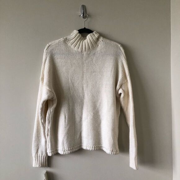NWT-Maison Jules Cream Wool Blend Mock Turtleneck - Picture 2 of 10